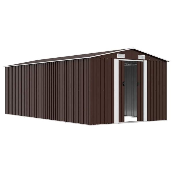 vidaXL Abri de jardin 257x489x181 cm M&eacute;tal Marron