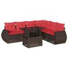 vidaXL Ensemble de canap&eacute; de jardin 7 pcs avec coussins marron