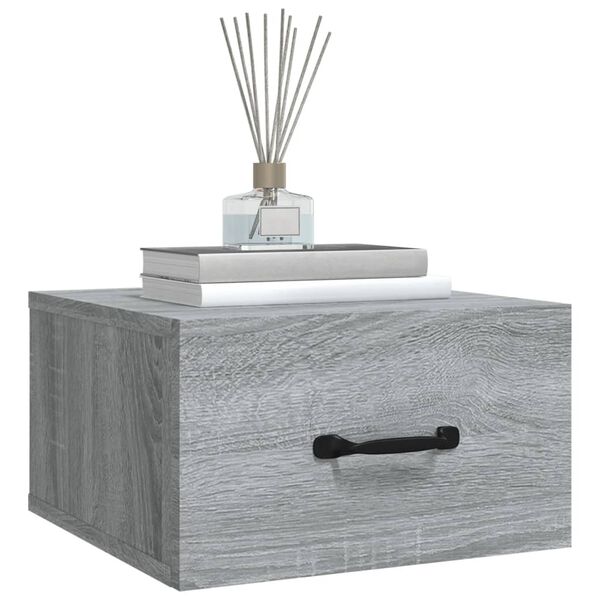 vidaXL Table de chevet murale Sonoma gris 35x35x20 cm
