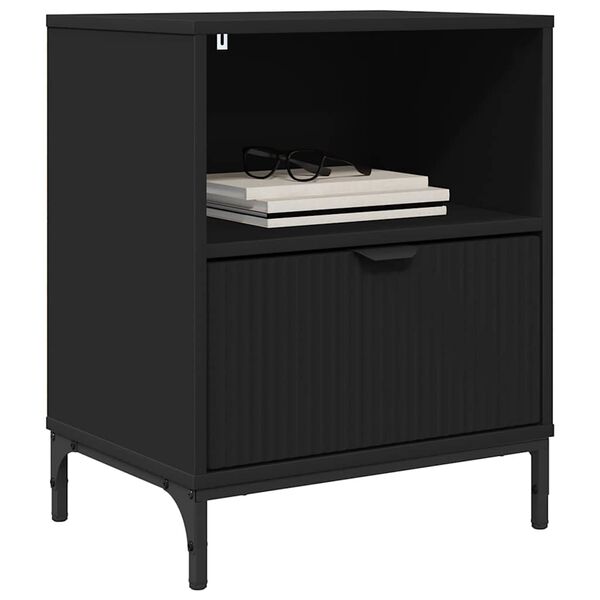 vidaXL Cabinet de chevet 2 pcs Noir 49 x 36 x 61 cm Bois d'ing&eacute;nierie