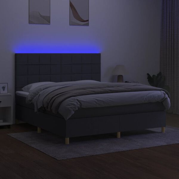 vidaXL Sommier &agrave; lattes de lit et matelas et LED Gris fonc&eacute; 160x200 cm