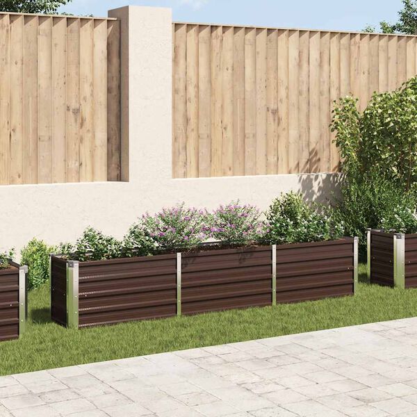 vidaXL Lit sur&eacute;lev&eacute; de jardin Acier galvanis&eacute; 240x40x45 cm Marron