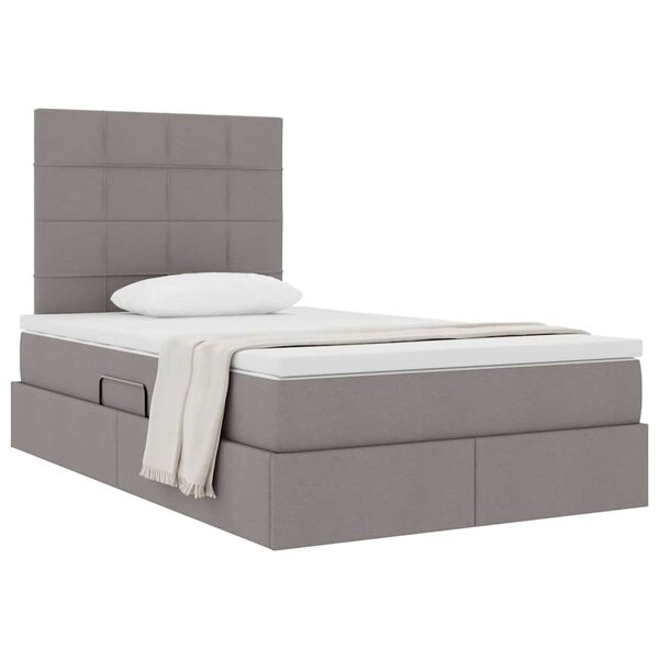 vidaXL Lit avec rangement et matelas Taupe 120 x 190 cm tissu