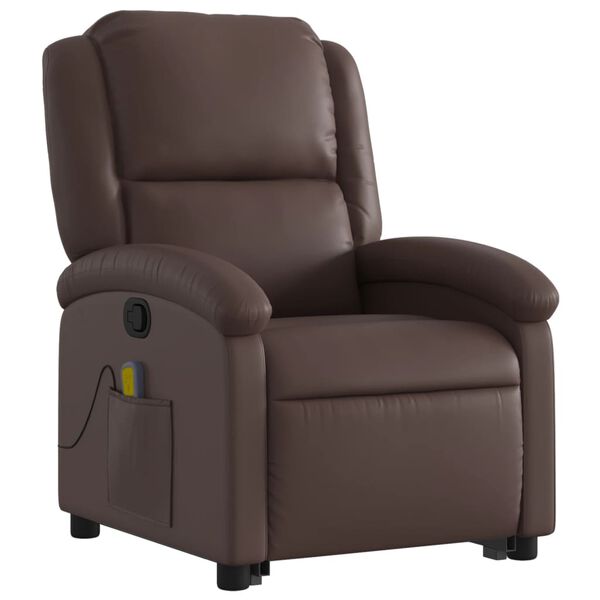 vidaXL Fauteuil inclinable de massage Marron Similicuir