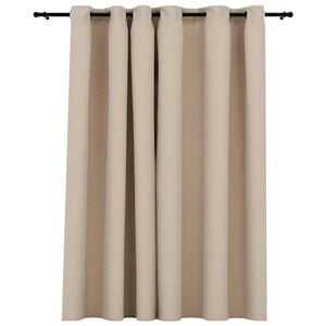 vidaXL Rideau occultant aspect de lin avec &oelig;illets beige 290x245 cm