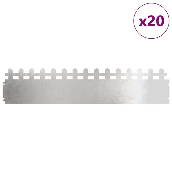 vidaXL Bordures de pelouse 20 pcs Argent 103 x 0,05 x 22 cm