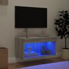 vidaXL Meuble TV avec lumi&egrave;res LED sonoma gris 60x30x30 cm