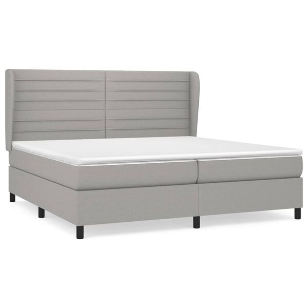 vidaXL Sommier &agrave; lattes de lit avec matelas Gris clair 200x200cm Tissu