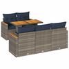 vidaXL Salon de jardin 6 pcs avec coussins gris r&eacute;sine tress&eacute;e