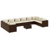 vidaXL Salon de jardin 11 pcs avec coussins marron r&eacute;sine tress&eacute;e