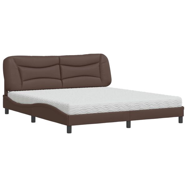 vidaXL Lit avec matelas Hvar marron 180x200 cm similicuir
