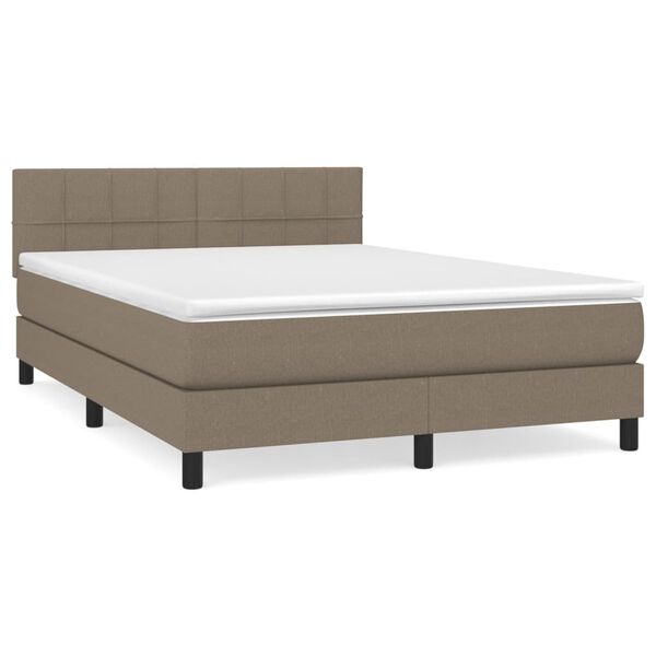 vidaXL Sommier &agrave; lattes de lit avec matelas Taupe 140x190 cm Tissu