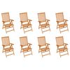 vidaXL Chaises inclinables de jardin lot de 8 Bois de teck solide