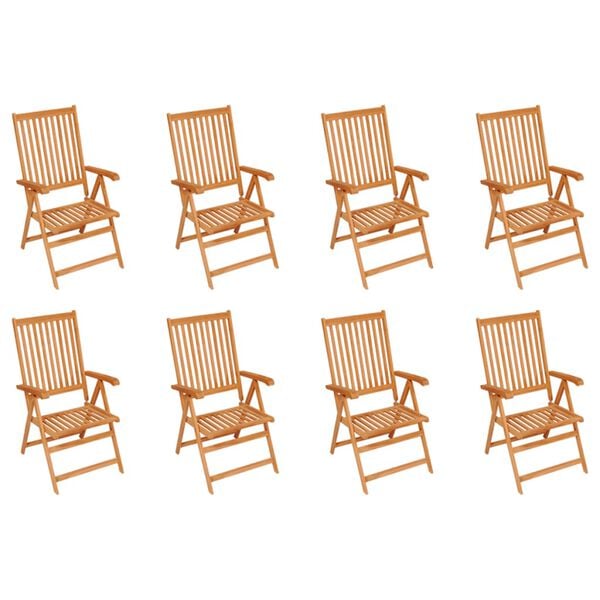 vidaXL Chaises inclinables de jardin lot de 8 Bois de teck solide