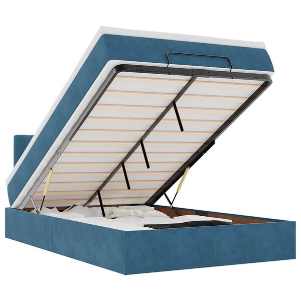 vidaXL Lit ottoman avec matelas bleu fonc&eacute; 120x190 cm velours