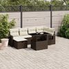 vidaXL Salon de jardin avec coussins 7 pcs marron r&eacute;sine tress&eacute;e