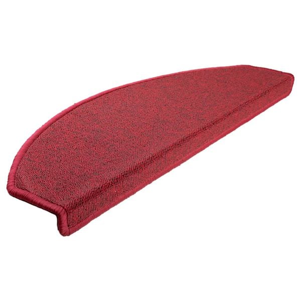 vidaXL Tapis d'escalier 15 pi&egrave;ces 65 x 24 x 4 cm Rouge Demi-rond Grand