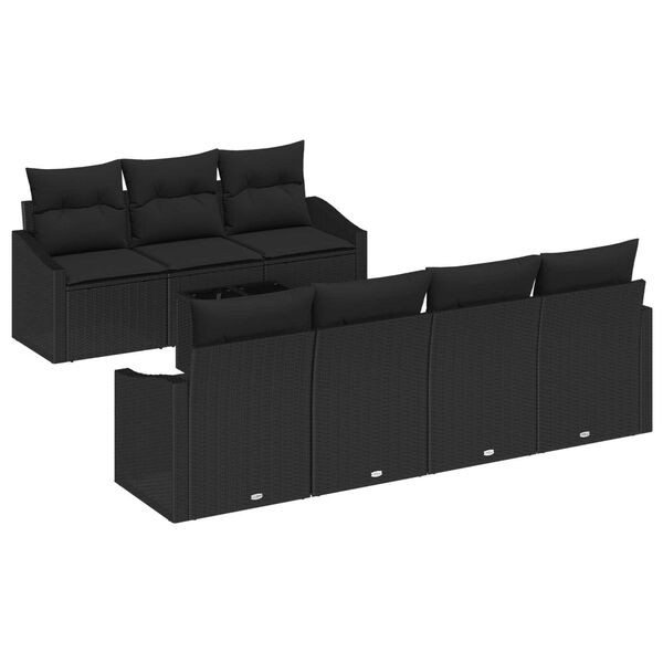 vidaXL Ensemble de Canap&eacute;s avec coussin 8 pcs Noir polyrotin