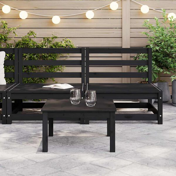 vidaXL Canapés centraux de jardin 2 pcs noir bois de pin massif