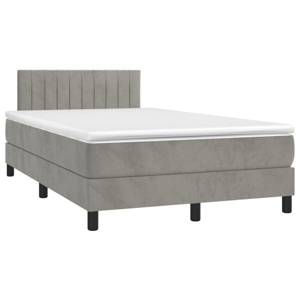 vidaXL Sommier &agrave; lattes de lit et matelas gris clair 120x190cm velours
