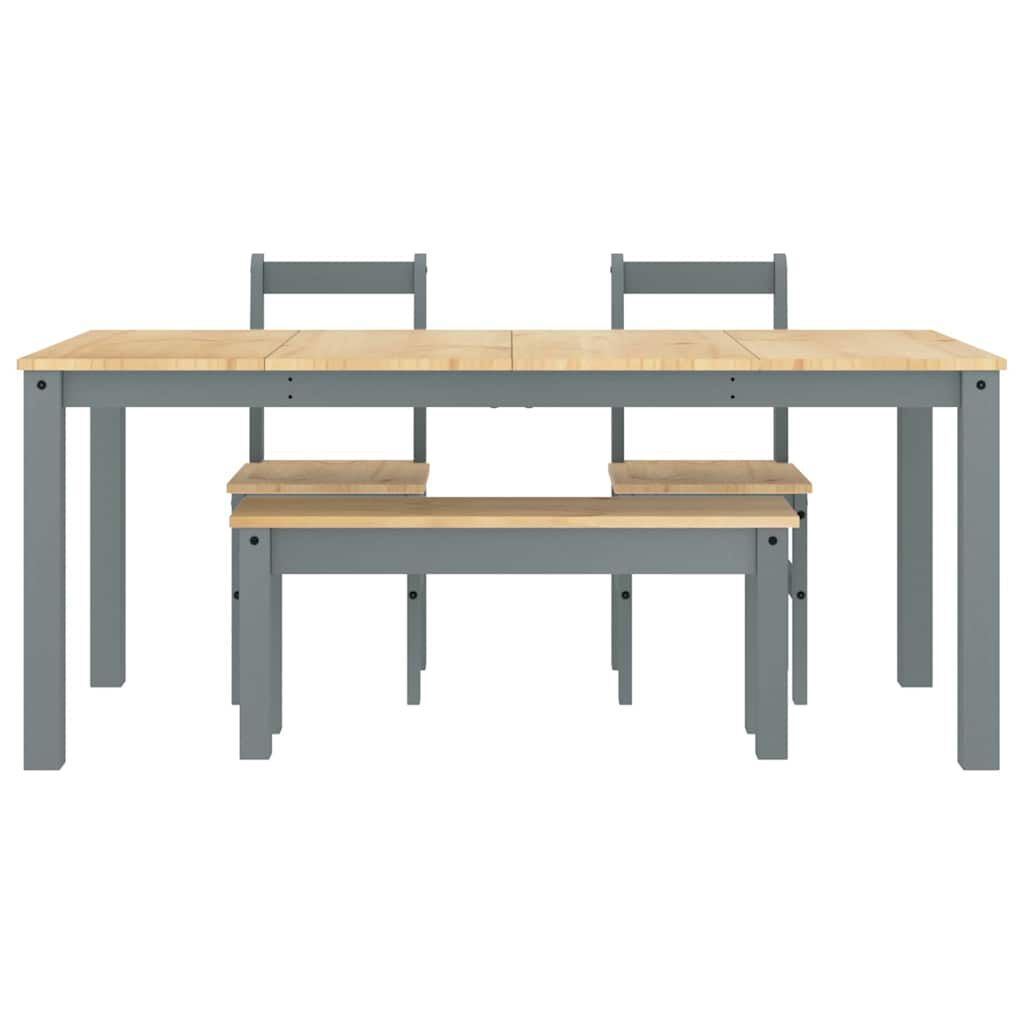 vidaXL Ensemble à manger Panama 4 pcs gris bois de pin massif