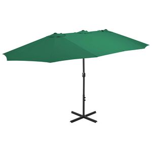 vidaXL Parasol d'ext&eacute;rieur et m&acirc;t en aluminium 460x270 cm vert
