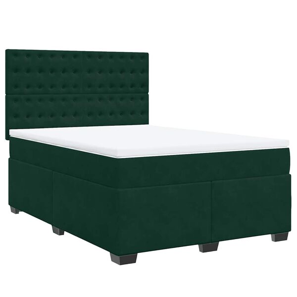 vidaXL Sommier &agrave; lattes de lit et matelas Vert fonc&eacute; 140x190cm Velours