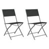 vidaXL Chaises pliantes, lot de 2, acier noir et textil&egrave;ne