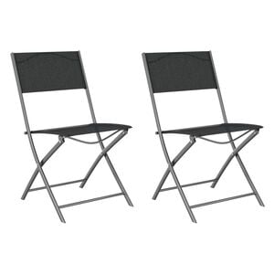 vidaXL Chaises d'ext&eacute;rieur pliables lot de 2 Noir Acier et textil&egrave;ne