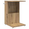 vidaXL Table d'appoint avec roue Ch&ecirc;ne artisanal 40 x 35 x 60 cm