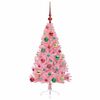 vidaXL Sapin de No&euml;l artificiel pr&eacute;-&eacute;clair&eacute; Rose 120 cm PVC