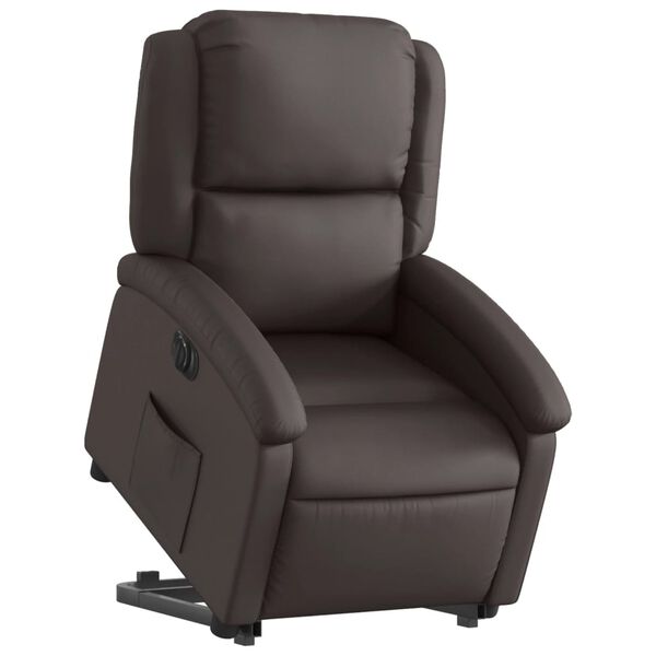 vidaXL Fauteuil inclinable &eacute;lectrique marron fonc&eacute; cuir v&eacute;ritable