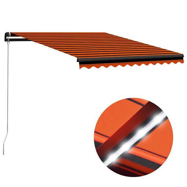 vidaXL Auvent manuel r&eacute;tractable avec LED 350x250 cm Orange et marron