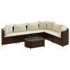 vidaXL Salon de jardin avec coussins 7 pcs marron r&eacute;sine tress&eacute;e