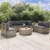 vidaXL Salon de jardin 8 pcs avec coussins Gris R&eacute;sine tress&eacute;e