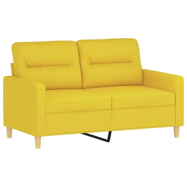 vidaXL Ensemble de canap&eacute;s 2 pcs avec coussins Jaune clair Tissu