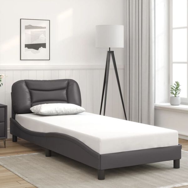 vidaXL Cadre de lit sans matelas Hvar gris 90x200 cm similicuir