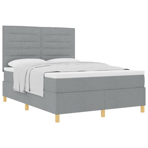 vidaXL Lit &agrave; ressorts avec matelas Gris clair 140 x 200 cm tissu