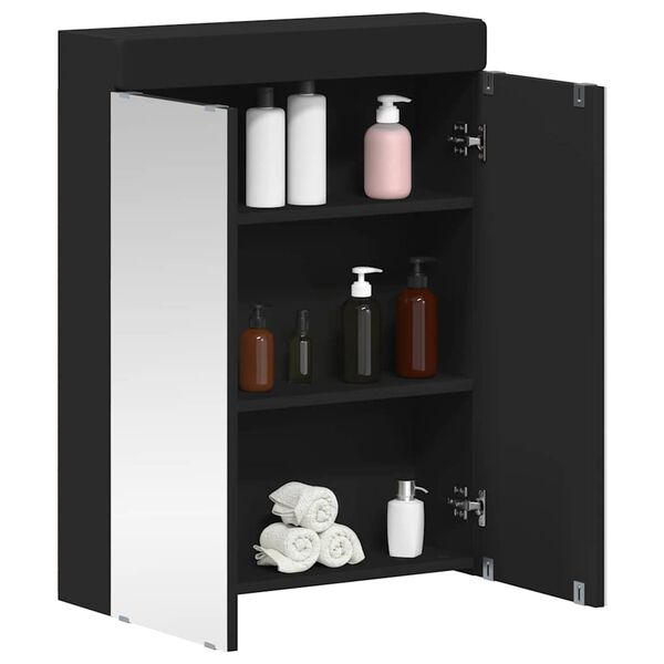 vidaXL Amoire de salle de bain avec miroir avec &eacute;tag&egrave;re TULUM Noir