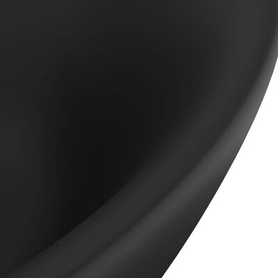 vidaXL Lavabo ovale de luxe à trop-plein Noir mat 58,5x39 cm Céramique