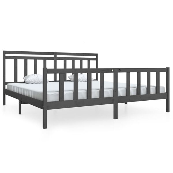 vidaXL Cadre de lit sans matelas gris bois massif 200x200 cm