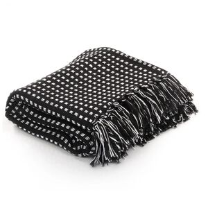 vidaXL Couverture coton &agrave; carr&eacute;s 220x250 cm Noir