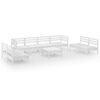 vidaXL Salon de jardin 9 pcs Blanc Bois de pin massif