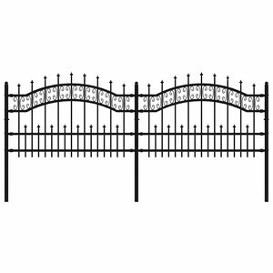 vidaXL Cl&ocirc;ture de jardin KAMPEN avec pointe en forme de lance, noire, 240&nbsp;x&nbsp;75&nbsp;cm, acier
