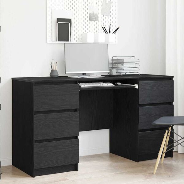 vidaXL Bureau Ch&ecirc;ne noir 140 x 50 x 76 cm Bois d'ing&eacute;nierie