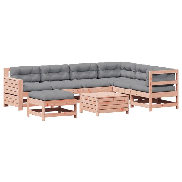 vidaXL Salon de jardin 8 pcs avec coussins bois massif douglas