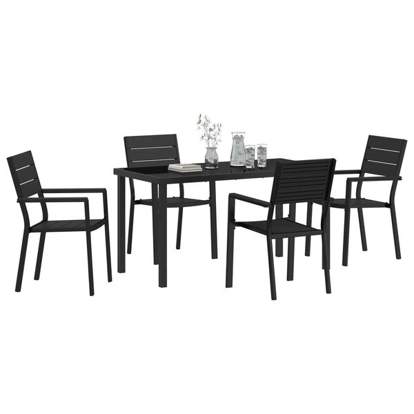 vidaXL Ensemble de salle &agrave; manger pour jardin 5 pcs Noir