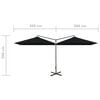vidaXL Parasol de jardin double avec m&acirc;t en acier noir 600x300 cm
