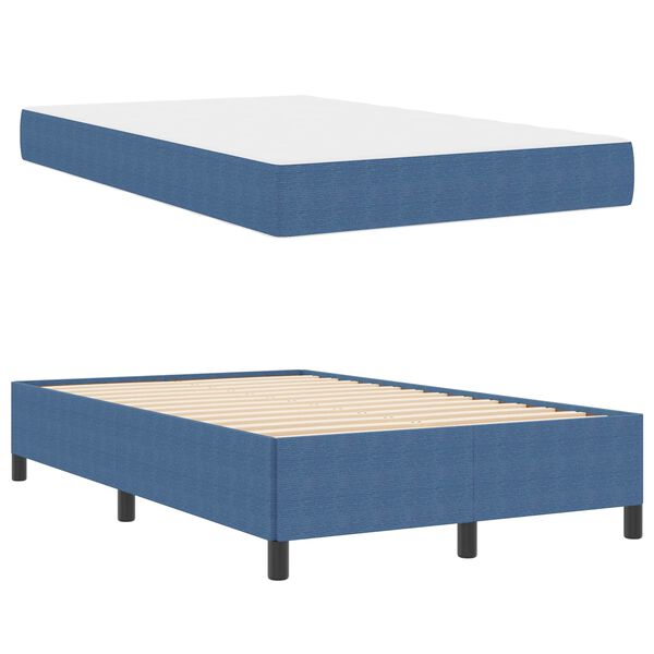 vidaXL Cadre de lit avec matelas Bleu 120 x 190 cm tissu