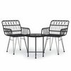 vidaXL Ensemble &agrave; manger de jardin 3 pcs Noir R&eacute;sine tress&eacute;e